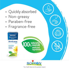 Boiron Arnicare Gel for relief of muscle and joint pain, swelling, and bruising. Natural health product 2x75g