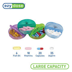 EZY DOSE Weekly (7-Day) Pill Organizer, Vitamin and Medicine Box, Large Pop-out Compartments, 2 Times a Day, Rainbow Colors