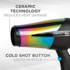 Infinitipro by Conair 295NC Full Size Tourmaline Ceramic Rainbow Finish Dryer, 1.7 Pounds