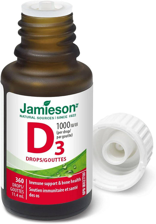 Jamieson Vitamin D3 1,000 IU Drops, black, 11.4 ml (Pack of 1)