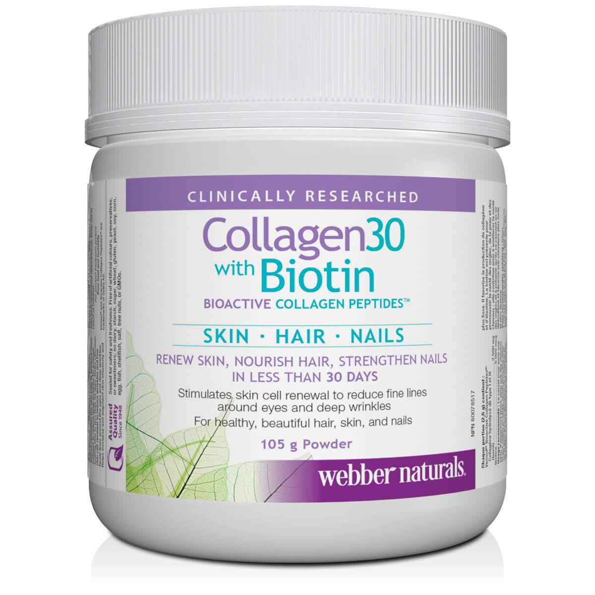 Webber Naturals Collagen30 With Biotin Powder, 105g