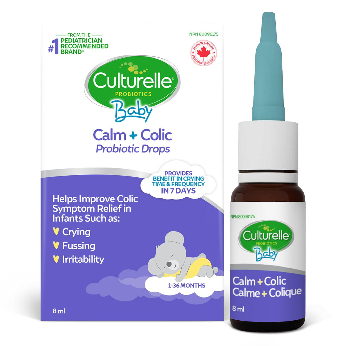 Culturelle Baby Calm Plus Colic, Probiotics for Babies Drops, Helps Soothe Colic, Fussiness and Crying in Babies 1-36 Months, 8ml