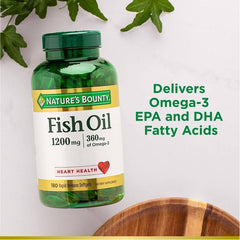 Nature's Bounty Fish Oil Pills, Omega 3 Supplement, Helps Support Cardiovascular Health, 1200mg, 200 Softgels