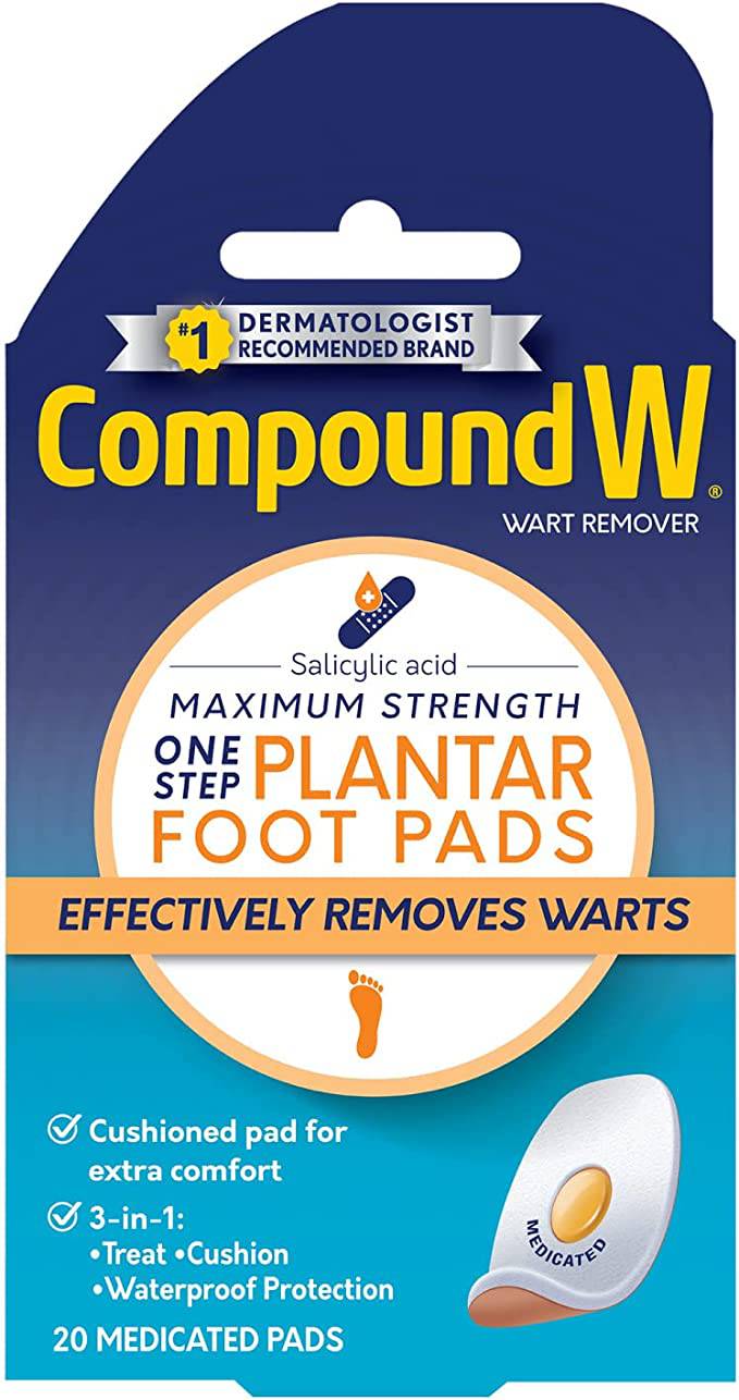 Compound W Wart Remover, Maximum Strength, One Step Pads for Feet, 20 Count