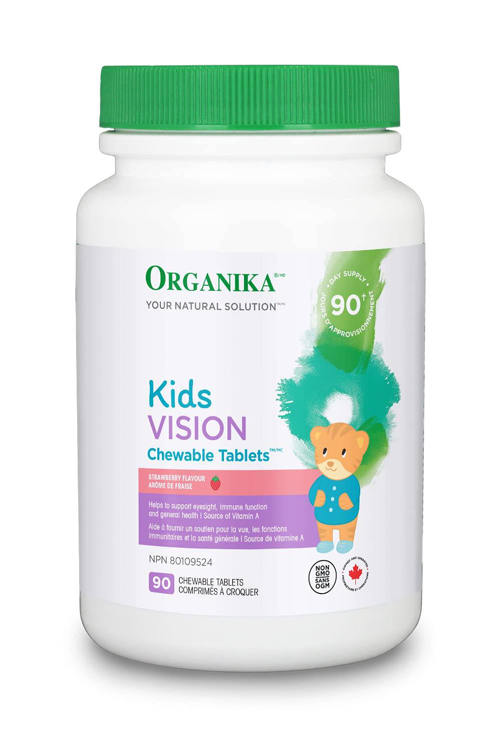 Organika Kids Vision Chewable Tablets Strawberry Flavour - Vitamin A, Beta-Carotene to Support Function and Development- 90tabs