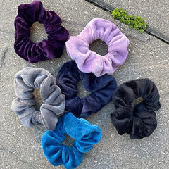 Scunci 6pc Velour hair scrunchies, assorted Rich Dark Colours