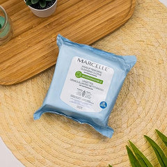 Marcelle Biodegradable and Recyclable Cleansing Cloths, All Skin Types, Fragrance-Free, Hypoallergenic, 25 Wipes