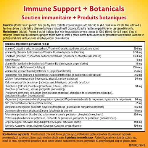 Emergen-C Immune Support Fizzy Drink Mix, A Boost of Vitamins and Minerals, Turmeric & Ginger, 18 Sachets