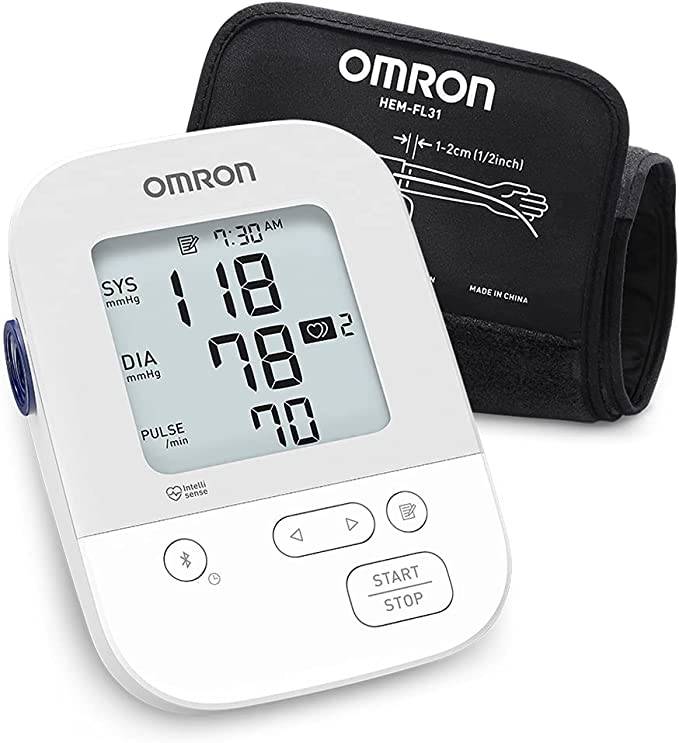 OMRON Silver Blood Pressure Monitor, Upper Arm Cuff, Digital Bluetooth® Blood Pressure Machine, Stores Up to 80 Readings - Zecoya