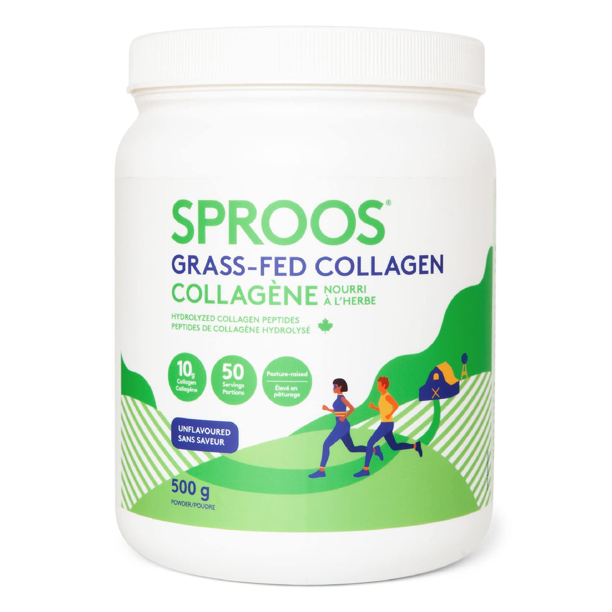 Sproos Premium Grass Fed Collagen Powder | Large 500g Tub | Pasture-Raised, Grass-Finished, Non-GMO and Gluten-Free Hydrolyzed Collagen Peptides Powder | Unflavoured and Odourless (500g)