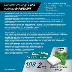 Thrive Nicotine Gum, Quit Smoking Aid, Cool Mint Flavour, 2mg Regular Strength, 108 Count