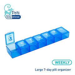 EZY DOSE Pets Weekly (7-Day) Pill Organizer, Vitamin and Medicine Box for Dogs, X-Large Compartments, Blue Lids