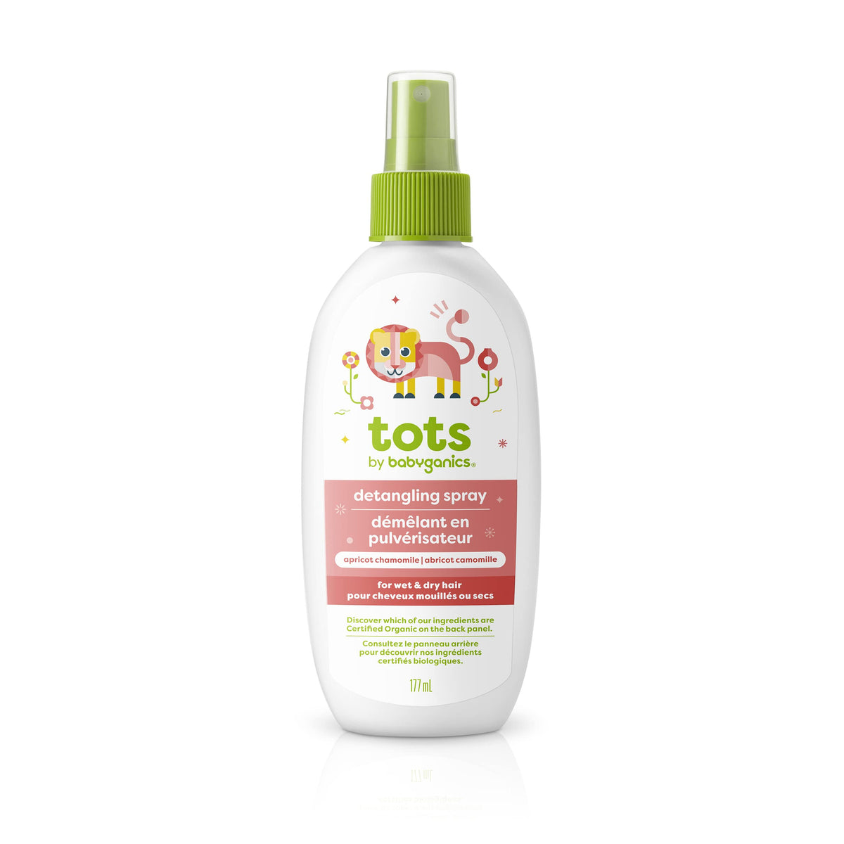 Babyganics Hair Detangler Spray for Toddlers, Detangling Formula Works on Both Wet and Dry Hair, Fresh Apricot Chamomile Mist, 177 mL Spray Bottle