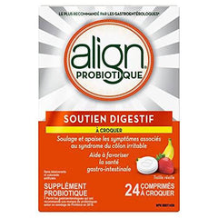 Align Probiotic Digestive Support Chewables, IBS Symptom Relief such as Gas, Abdominal Discomfort, Bloating, #1 Doctor Recommended Probiotic Brand*, Contributes to a Natural Healthy Intestinal Flora, Strawberry Banana Flavoured, 24 Count