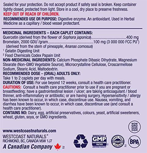 Westcoast Naturals Quercetin Capsule with Bromelain, 500 mg