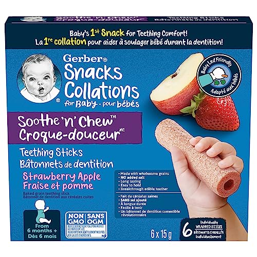 Gerber Soothe 'N' Chew Teething Sticks Strawberry Apple, 5x90g