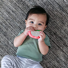 Infantino Lil' Nibblers Vibrating Apple Teether -Sensory Exploration and Teething Relief with Soothing Vibrations and Textures, Red Apple