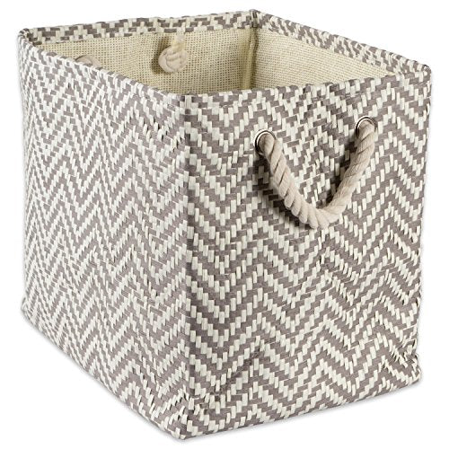 DII Storage Basket or Bin, Collapsible & Convenient Storage Solution for Office, Bedroom, Closet, Toys, Laundry (Large) - Gray Chevron