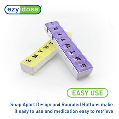 EZY DOSE Weekly (14-Day) Pill Organizer, Vitamin and Medicine Box, Large Snap Compartments, Color May Vary