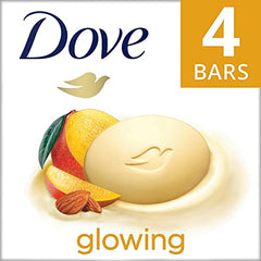 Dove Beauty Bar Gentle Skin Cleanser Moisturizing for Gentle Soft Skin Care Glowing Mango Butter and Almond Butter More Moisturizing Than Bar Soap 106 g 4 count