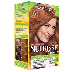 Garnier Nutrisse Cream, Permanent Hair Colour, 641 Light Natural Copper, 100% Grey Coverage, Nourished Hair Enriched With Avocado Oil, 1 Application