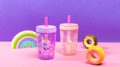 Zak Designs DreamWorks Gabby's Dollhouse Kelso Toddler Cups for Travel or at Home, 15oz 2-Pack Durable Plastic Sippy Cups with Leak-Proof Design is Perfect for Kids (Cakey Cat, Mercat)