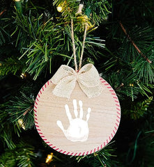 Pearhead Baby Handprint DIY Rustic Christmas Ornament and Paint, Baby Holiday Ornament, Baby's First Christmas Decorations, Christmas Tree Ornaments