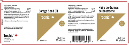 Trophic Borage Seed Oil, 60 Count