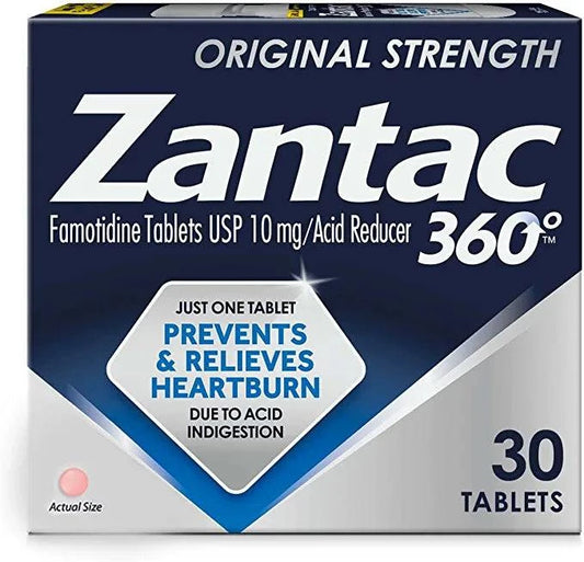 Zantac 360 Original Strength Tablets, 30 Count, Heartburn Prevention and Relief, 10 mg Tablets