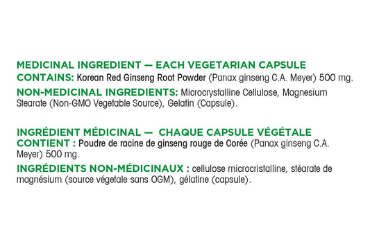 Organika Korean Red Ginseng- 6 Year Old Roots, Energy Support, Stress Support, Warming Effect- 100caps