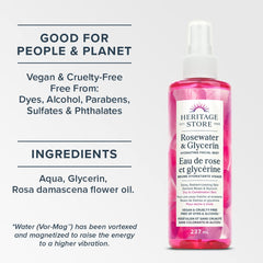 Heritage Store – Rosewater & Glycerin | Hydrating Facial Mist | Locks in Moisture for Radiant Skin | Vegan & Cruelty Free | Alcohol & Paraben Free | 237 ml (Pack of 1)