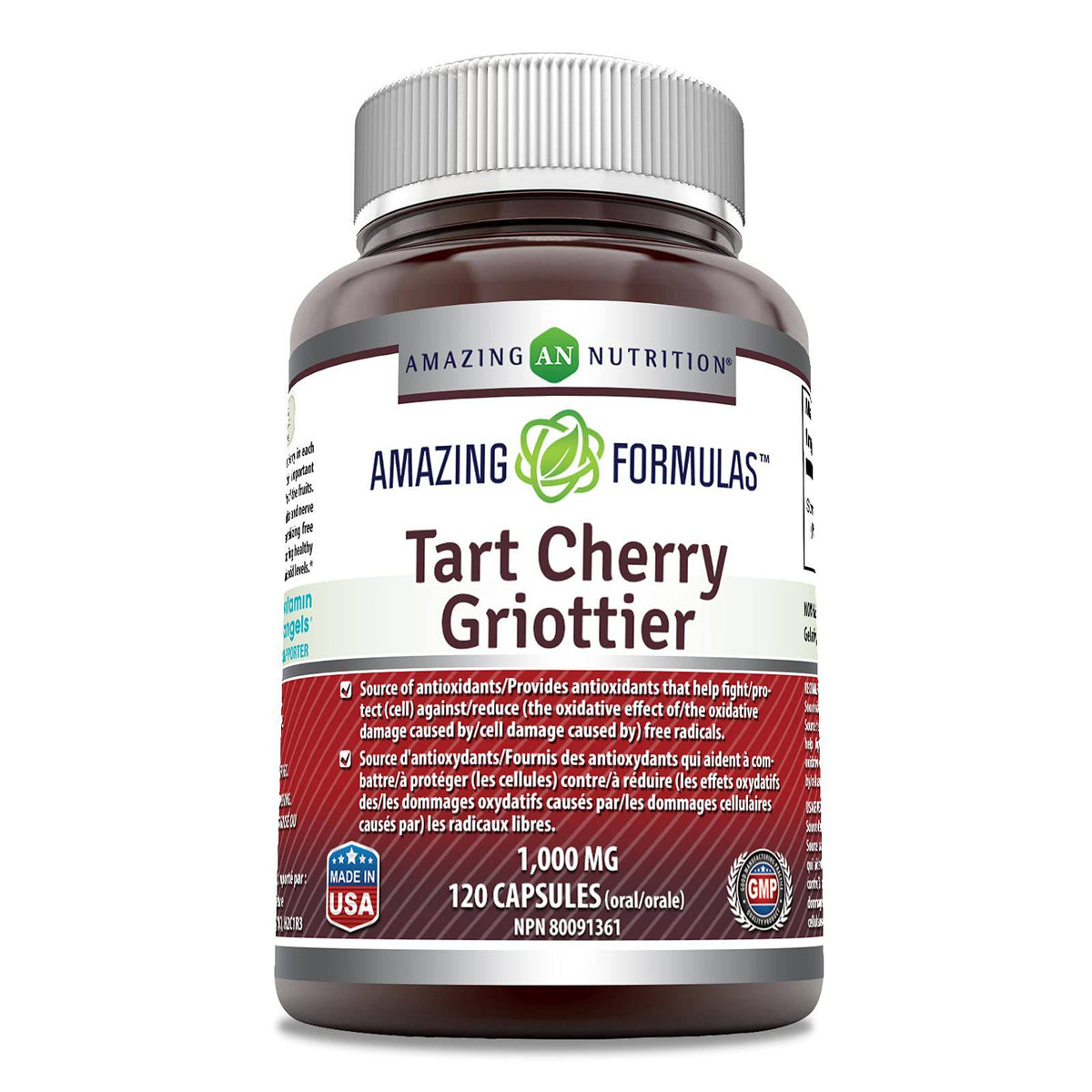 amazing nutrition Tart Cherry 200mg 4: 1 Qce 1000mg, 120 Count