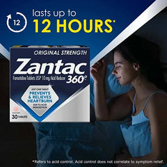 Zantac 360 Original Strength Tablets, 30 Count, Heartburn Prevention and Relief, 10 mg Tablets