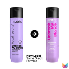 Matrix Hair Shampoo, Unbreak My Blonde Strengthening Shampoo, Repairs and Adds Softness and Shine, For Damaged, Lightened and Over Processed Hair, Sulfate-Free, 300ml (Packaging May Vary)