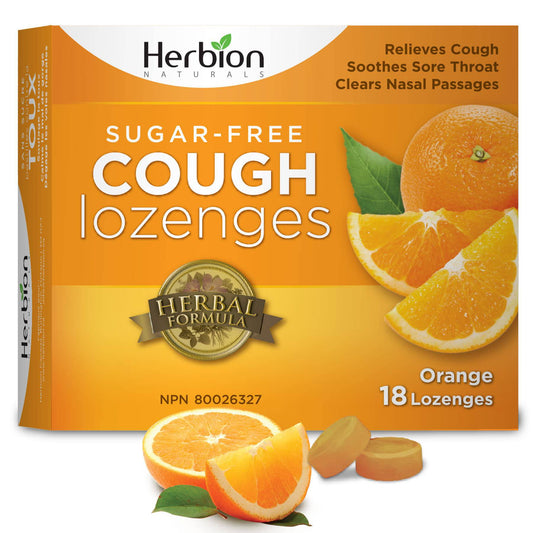 Herbion Naturals Sugar-Free Cough Lozenges with Natural Orange Flavour, Relieves Cough, Clears Nasal Congestion, Soothes Sore Throat, For Adults and Children 12 years and above, (Pack of 6), 108 Count