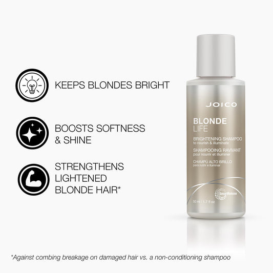 Joico Blonde Life Brightening Blonde Shampoo, Neutralizes Brassy Tones, Protect and Strengthen Bleached Hair, Anti Frizz with Coconut Oil, Sulfate Free