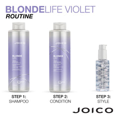 Joico Blonde Life Violet Purple Shampoo, Neutralizes Brassy Tones for Blonde Hair, Strengthen Dry Damaged Hair, with Rosehip Oil and Keratin