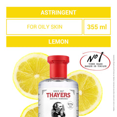 THAYERS Witch Hazel Lemon Face Astringent Skin Care with Aloe Vera, Natural Gentle Facial Astringent, for All Skin Types, 355mL