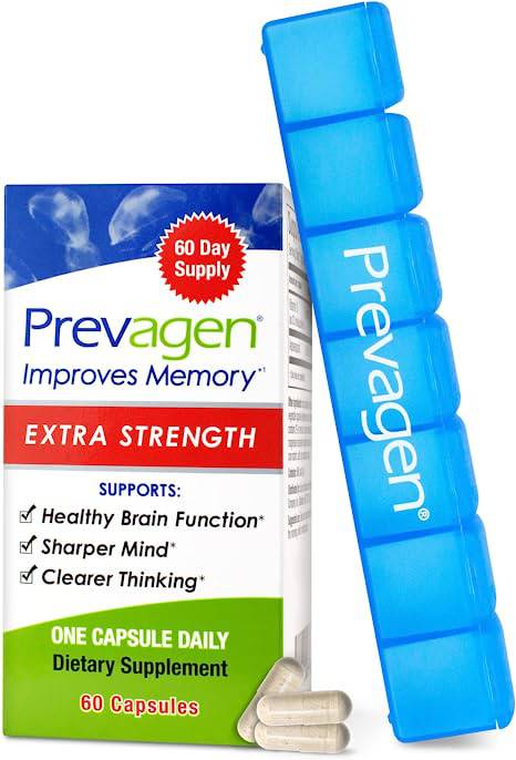 Prevagen Improves Memory - Extra Strength 20mg, 60 Capsules, with Apoaequorin & Vitamin D & Prevagen 7-Day Pill Minder - Zecoya