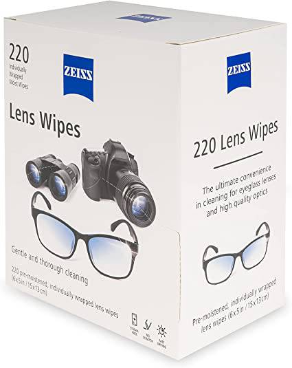 Zeiss Pre-Moistened Lens Cleaning Wipes - Cleans Without Streaks for Camera Lenses and Eyeglasses - (220 Count) - Zecoya