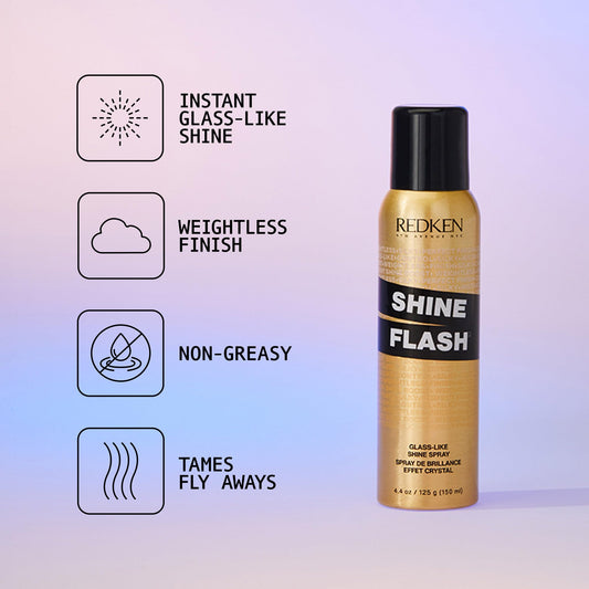 Redken Hair Spray, Shine Flash Glass-Like Shine Spray, For All Hair Types, With Vitamin B5 & Camelina Oil Instantly Adds Shine, Citrus Fragrance, 150 ML