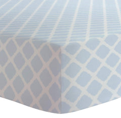 Kushies Crib Sheet, Soft 100% Breathable Cotton Flannel, Made in Canada, Blue Lattice