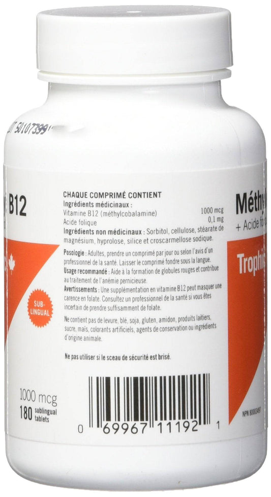 Trophic Methyl B12 + Folic Acid, 180 Count