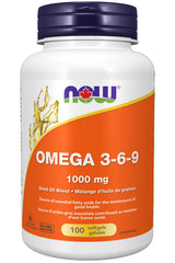 NOW Supplements Omega 3-6-9 Seed Oil Blend 1000mg Softgels, 100 Count