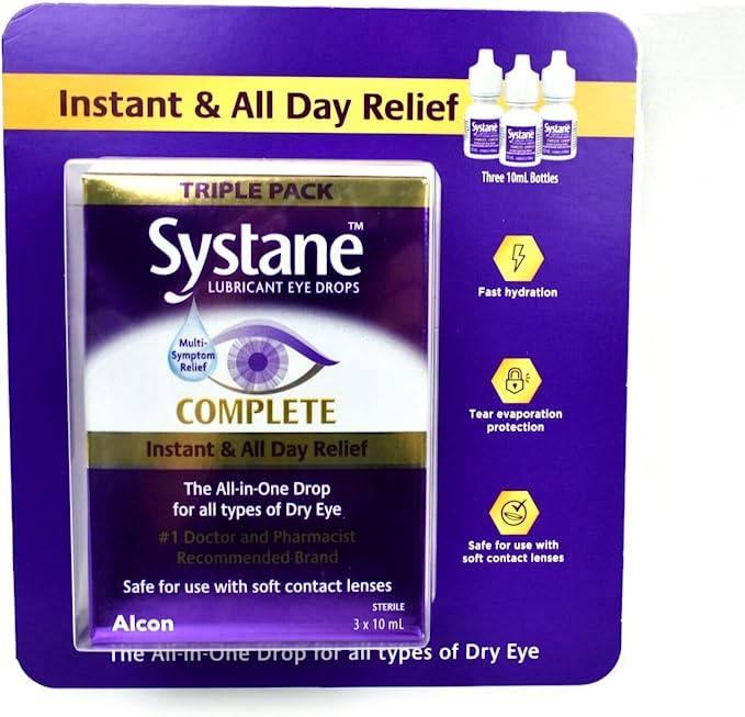 Systane Complete Lubricant Eye Drops, 3 x 10ml - Zecoya