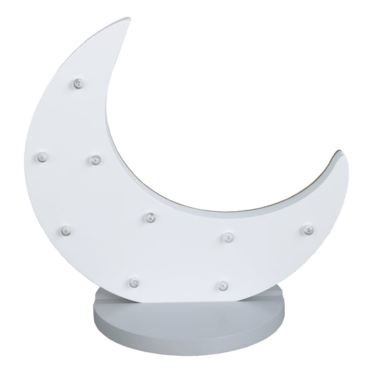 NoJo Moon Shaped Lighted Nursery Decor, White/Grey