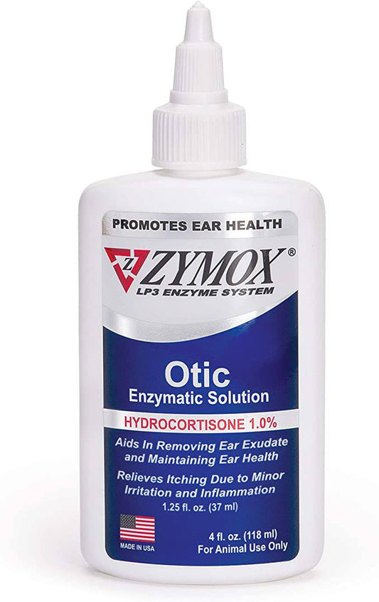 Zymox Otic Enzymatic Solution for Dogs and Cats to Soothe Ear Infections with 1% Hydrocortisone for Itch Relief, 4oz