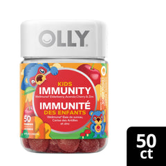 OLLY Kids Immunity Gummy Supplement with Wellmune, Aceorola Cherry, Vitamin C and Zinc Cherry Berry Flavour to boost immunity 25 day supply 50 gummies