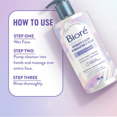 Bioré Hydrate & Glow Gentle Face Cleanser Duo, Dermatologist Tested, Cruelty Free, Hydrating Cleanser (Pack of 2)