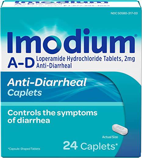 Imodium A-D Diarrhea Relief Caplets with Loperamide Hydrochloride, Anti-Diarrheal Medicine to Help Control Symptoms of Diarrhea Due to Acute, Active & Traveler's Diarrhea, 24 ct.